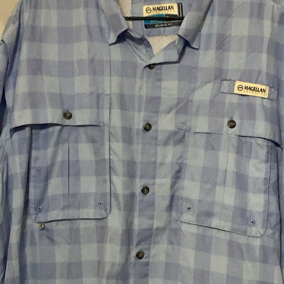 Magellan Fish Gear moisture wicking MENS XL Outdoors Blue Button Down Shirt - Picture 6 of 12